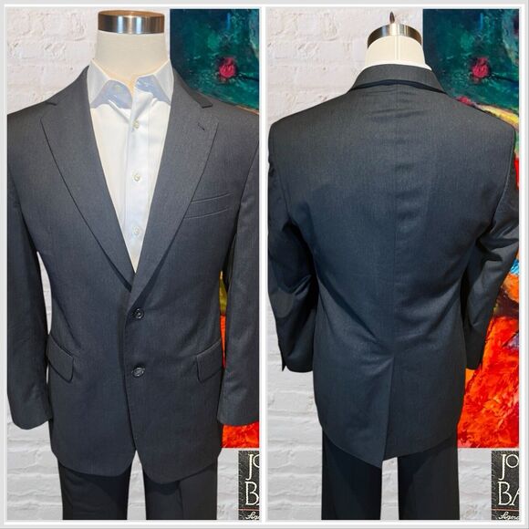 Jos A Bank Signature 42R Charcoal Gray Blazer Sport Coat Suit Jacket - Picture 6 of 14